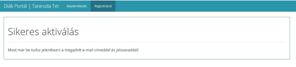Sikeres aktiválás